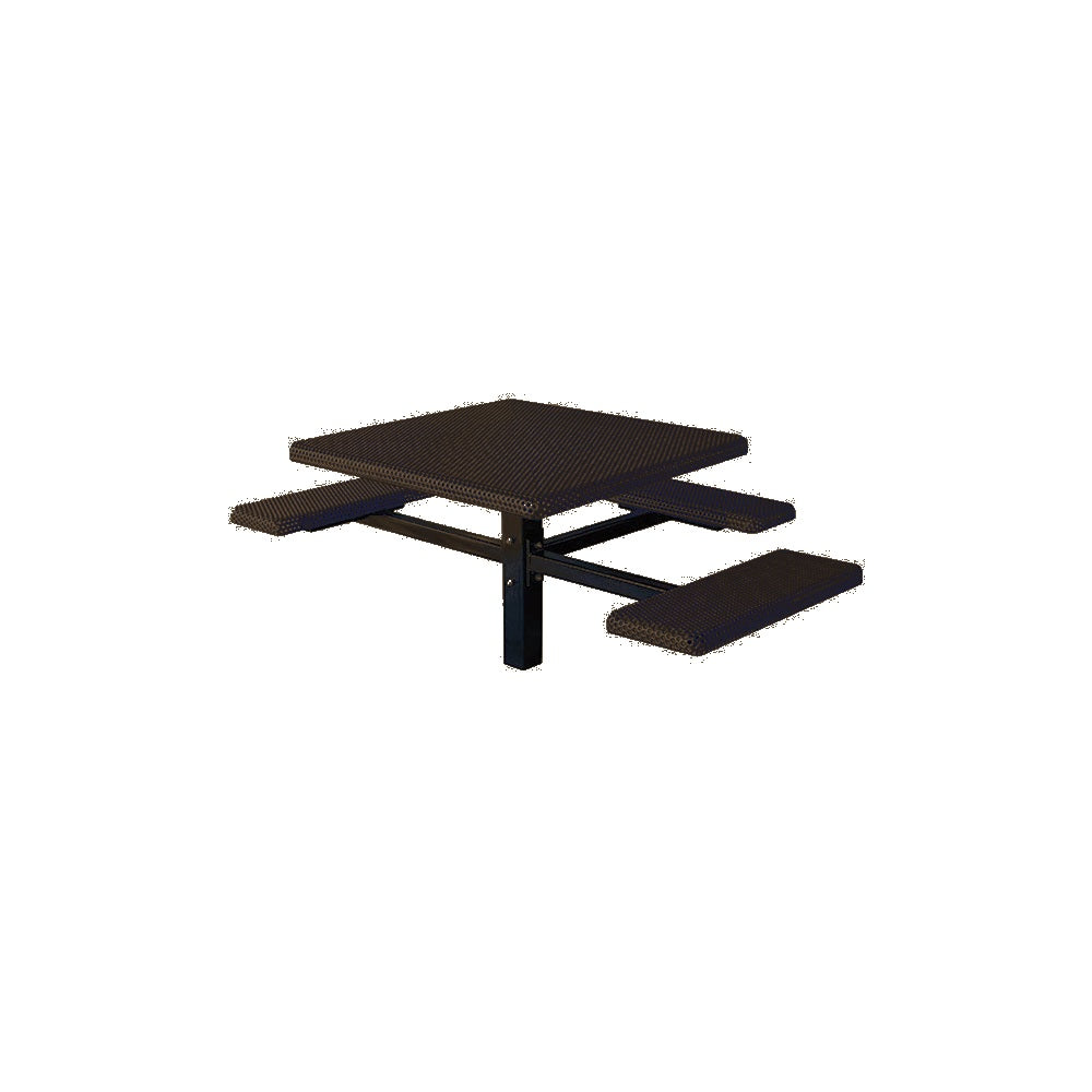MF1061 Square 3-Bench Inground Mount ADA Compliant Table — Metal Powder Coat — 10 Bronze — digitally rendered color preview
