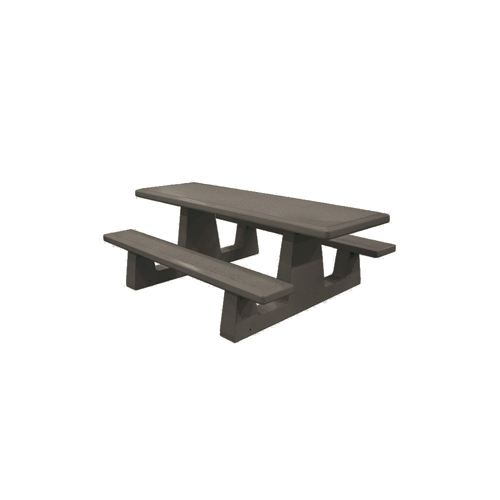 TF3212 Wheelchair Accessible Concrete Table Set — Standard Ground & Polish Top & Bench - Acid Wash Gray Legs — G26 Charcoal — digitally rendered color preview