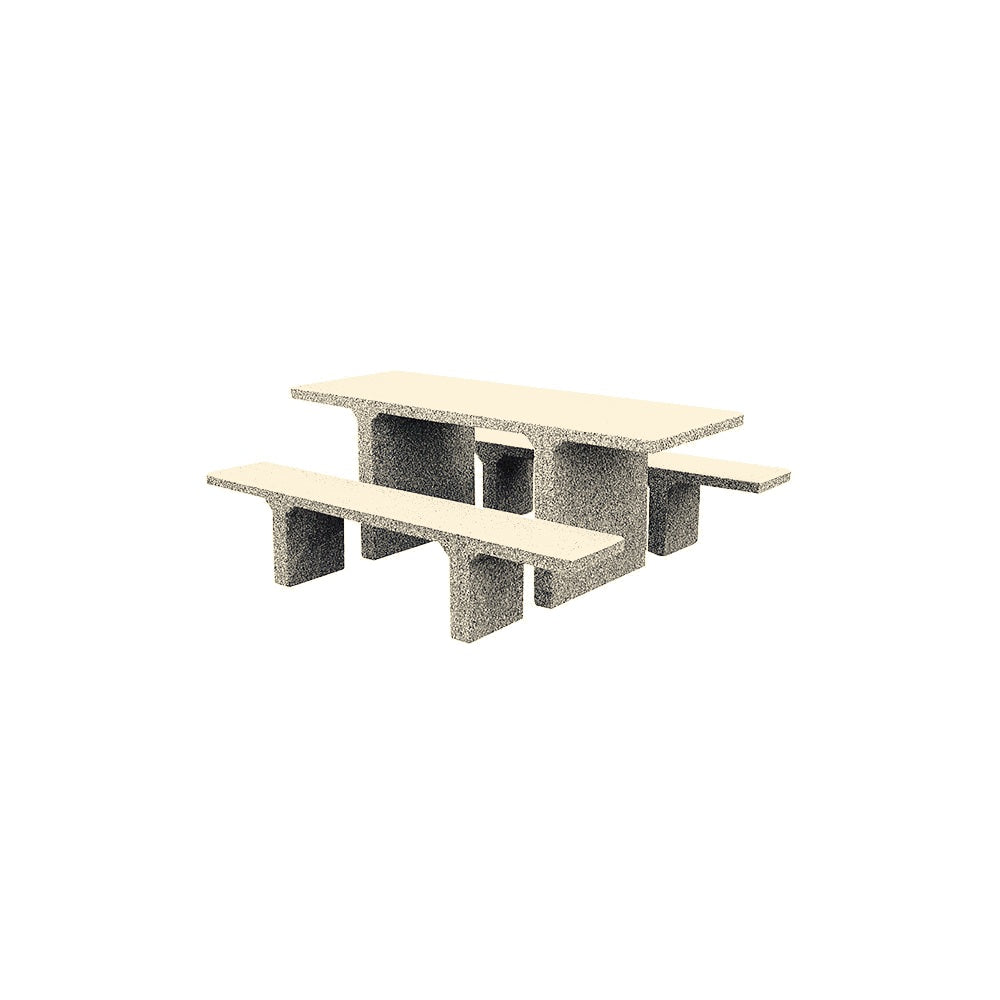 TF3225 Concrete Picnic Table Set — Acid Wash — A20 White — digitally rendered color preview