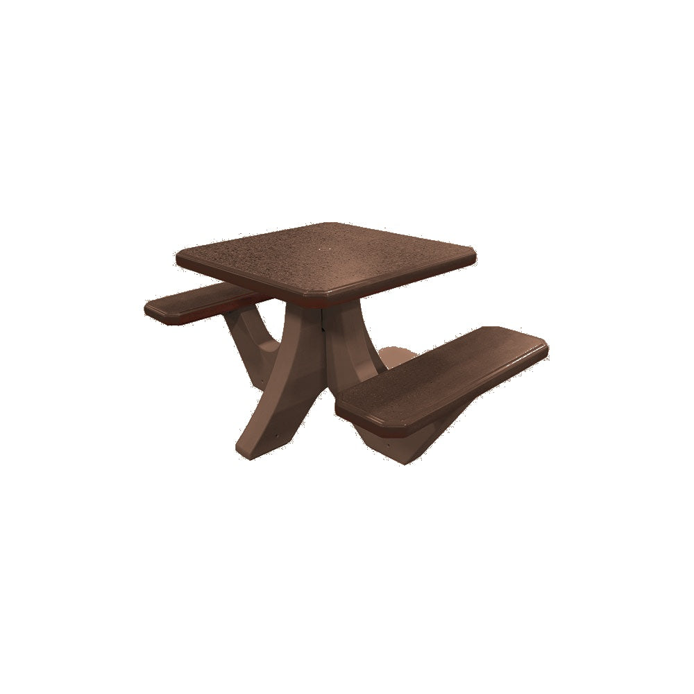 TF3115 2-Seat Square Concrete Table Set — Standard Ground & Polish Top & Bench - Acid Wash Sand Legs — G25 Brown — digitally rendered color preview