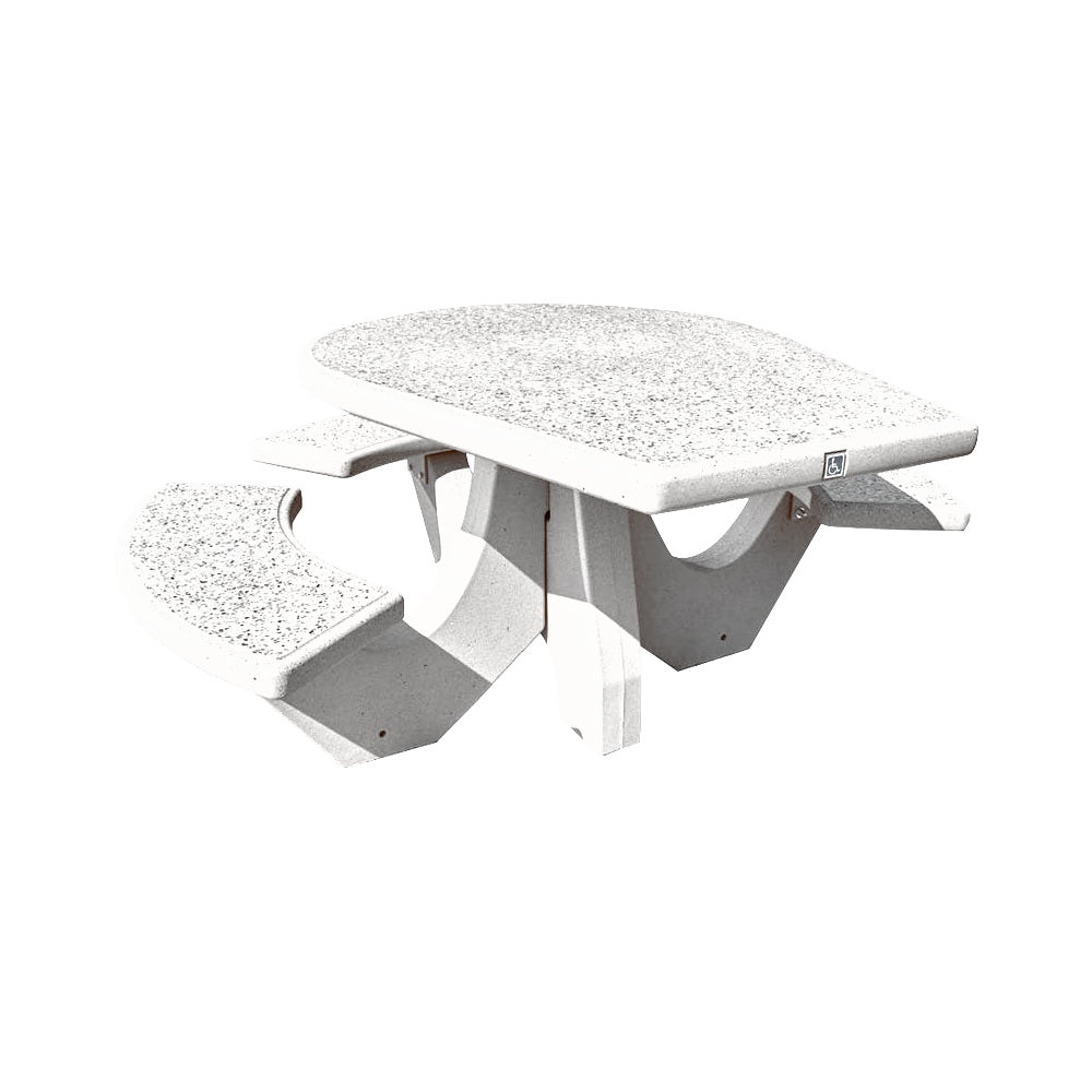 TF3128 3-Seat Round Concrete ADA Compliant Table Set — Standard Ground & Polish Top & Bench - Acid Wash Gray Legs — G30 Star — digitally rendered color preview
