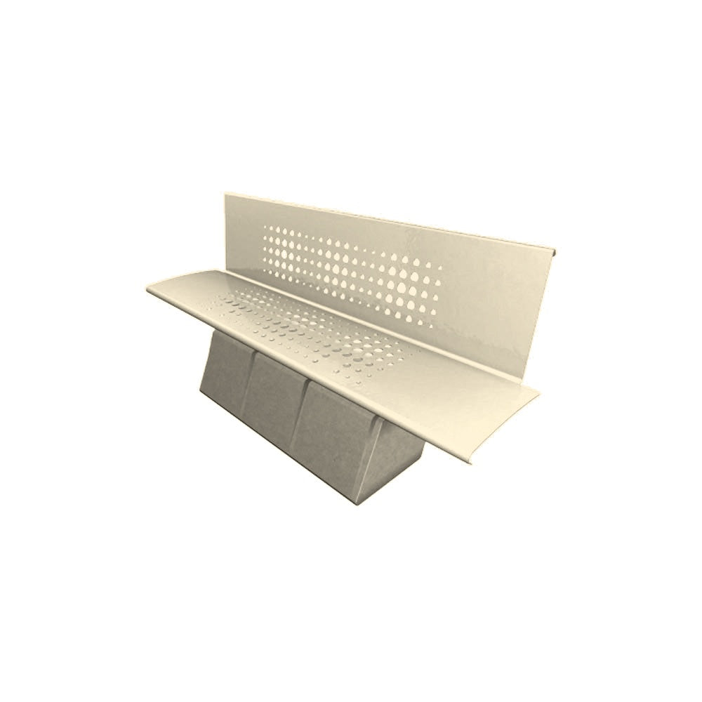 WS311 Steel and Concrete Cantilever Bench with Back — Acid Wash — A20 White — digitally rendered color preview