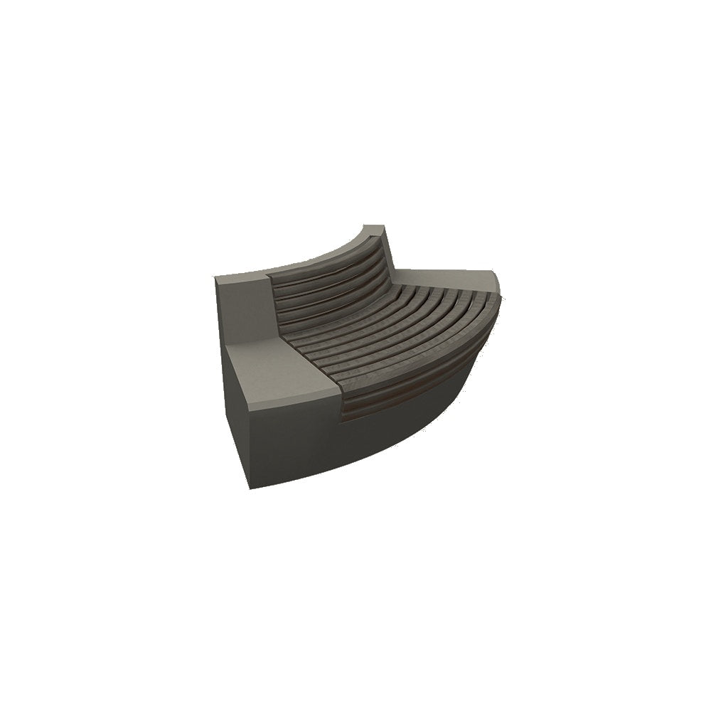 ZB.WL.32 Large Curved Concrete Bench With Seat — Recycled Plastic Lumber — 76 Gray — digitally rendered color preview
