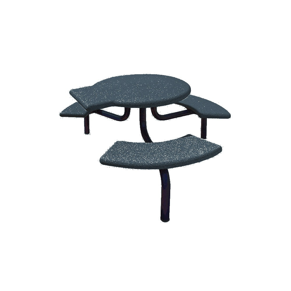 TF3139 3-Seat Round Concrete ADA Compliant Table Set with Metal Legs — Metal Powder Coat — 126 Charcoal — digitally rendered color preview