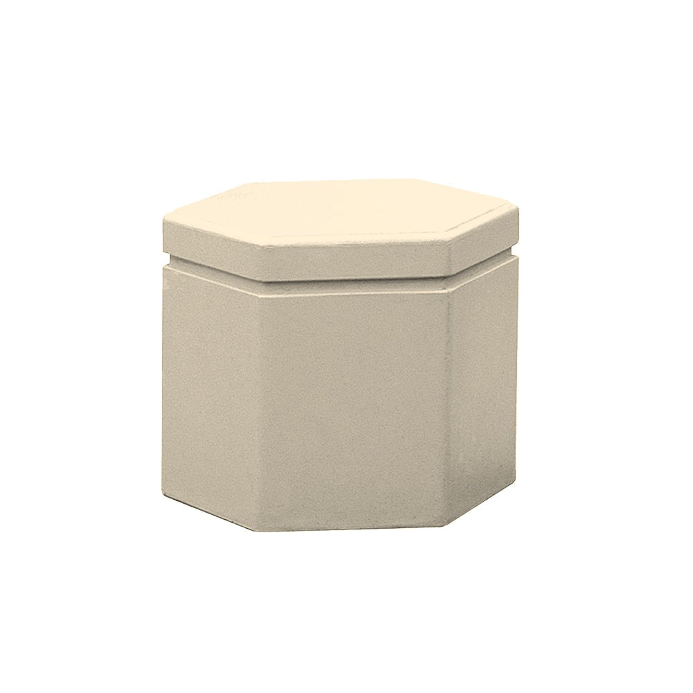 TF5125 Hexagon Concrete Bench — Weatherstone — W20 White — digitally rendered color preview