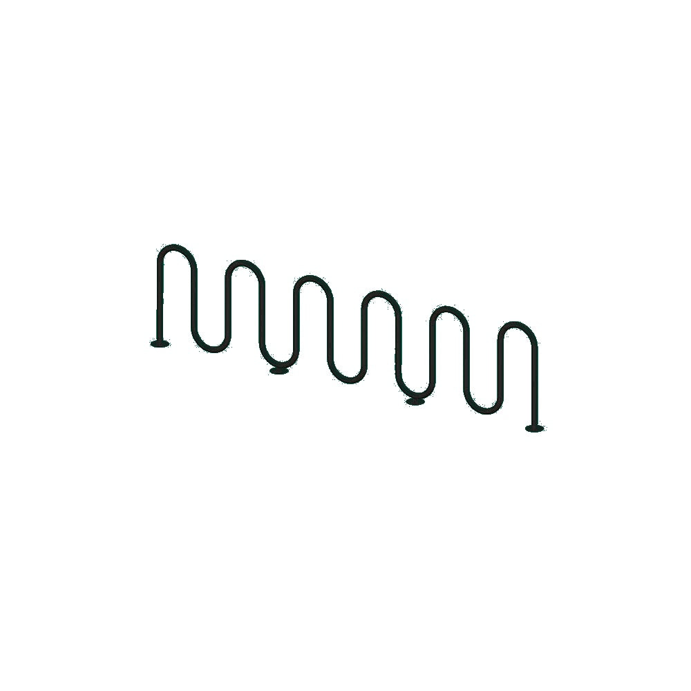 MF9030 Surface Mount 11 Loop Bike Rack — Metal Powder Coat — S29 Green — digitally rendered color preview