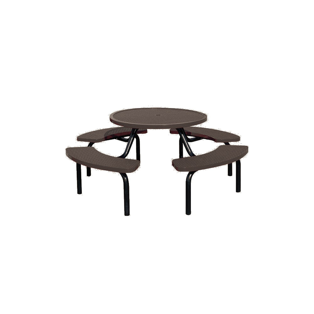 MF1023 Round Modular 4-Bench Table — Metal Powder Coat — 84 Beige — digitally rendered color preview