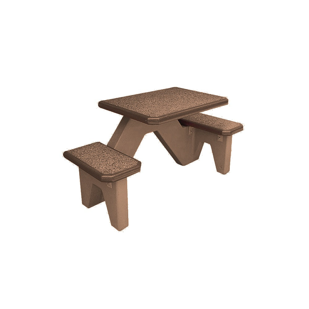 TF3105 2-Seat Square Concrete ADA Compliant Table Set — Standard Ground & Polish Top & Bench - Acid Wash Sand Legs — G22 Sand — digitally rendered color preview