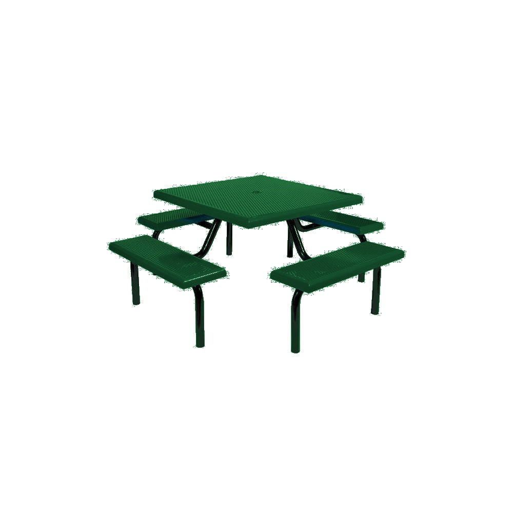 MF1020 Square Modular 4-Bench Table — Metal Powder Coat — 69 Emerald — digitally rendered color preview