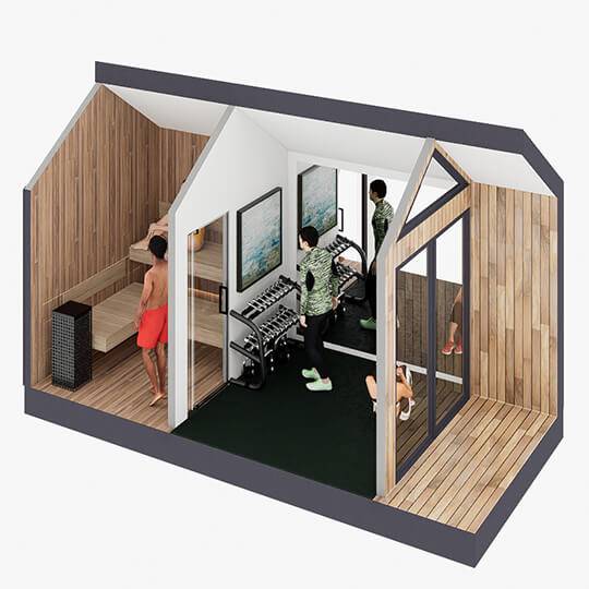 Sweaty Yeti Sauna Fit 4-6 Person Outdoor Sauna & Fitness Cabin 8 x 17 ft - official Sweaty Yeti source image