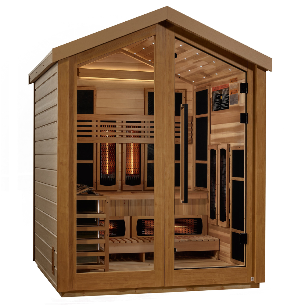 Golden Designs "Loviisa" 3 Person Barn Hybrid (PureTech™ Full Spectrum IR or Traditional Stove) Outdoor Sauna (GDI-8523-01) | MPB fit frame 1000x1000