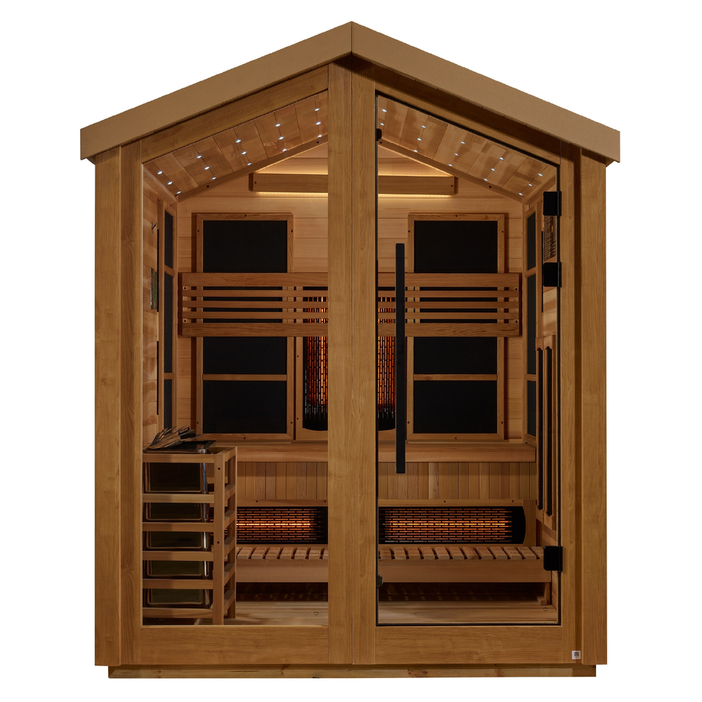 Golden Designs "Loviisa" 3 Person Barn Hybrid (PureTech™ Full Spectrum IR or Traditional Stove) Outdoor Sauna (GDI-8523-01) | MPB fit frame 1000x1000
