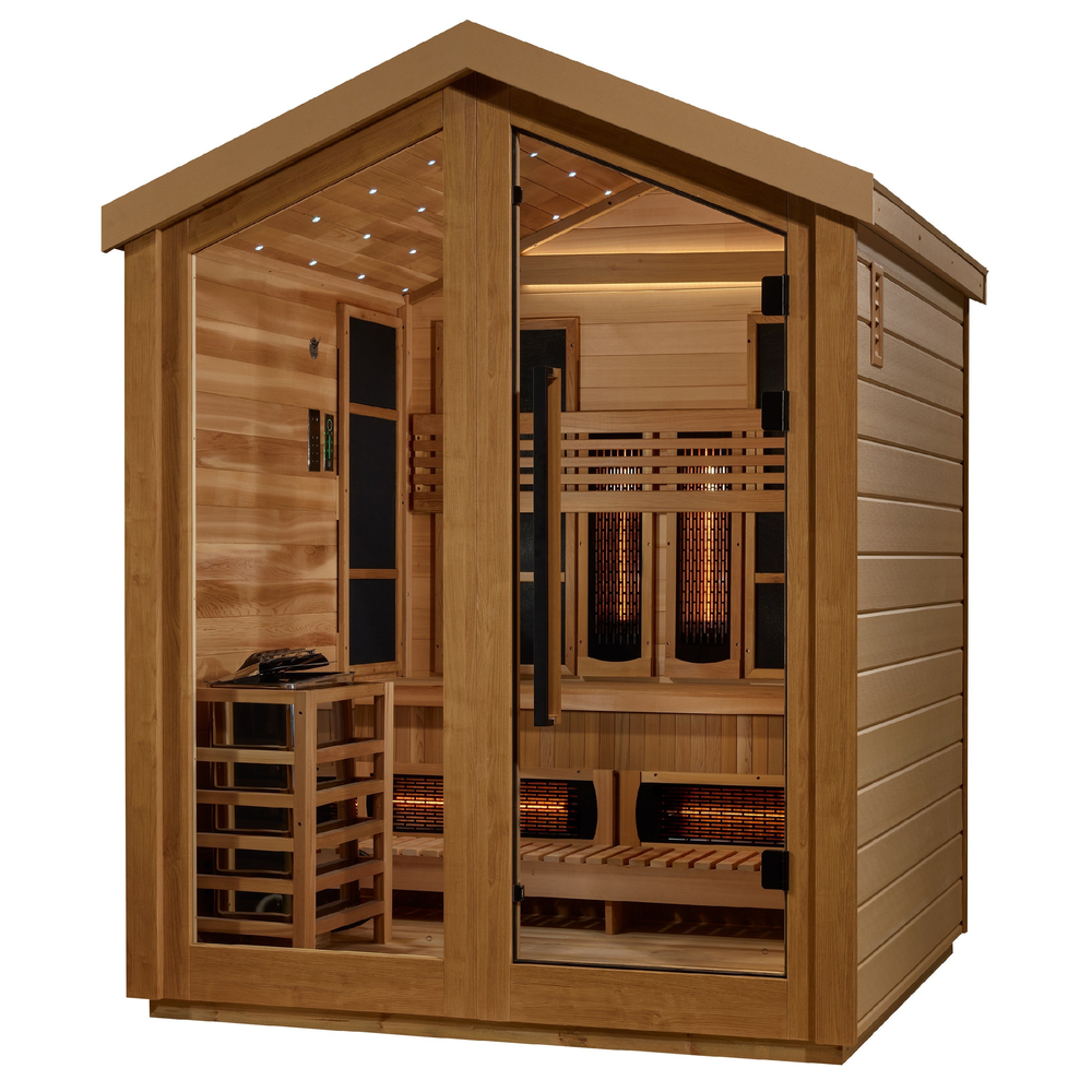 Golden Designs "Loviisa" 3 Person Barn Hybrid (PureTech™ Full Spectrum IR or Traditional Stove) Outdoor Sauna (GDI-8523-01) | MPB fit frame 1000x1000