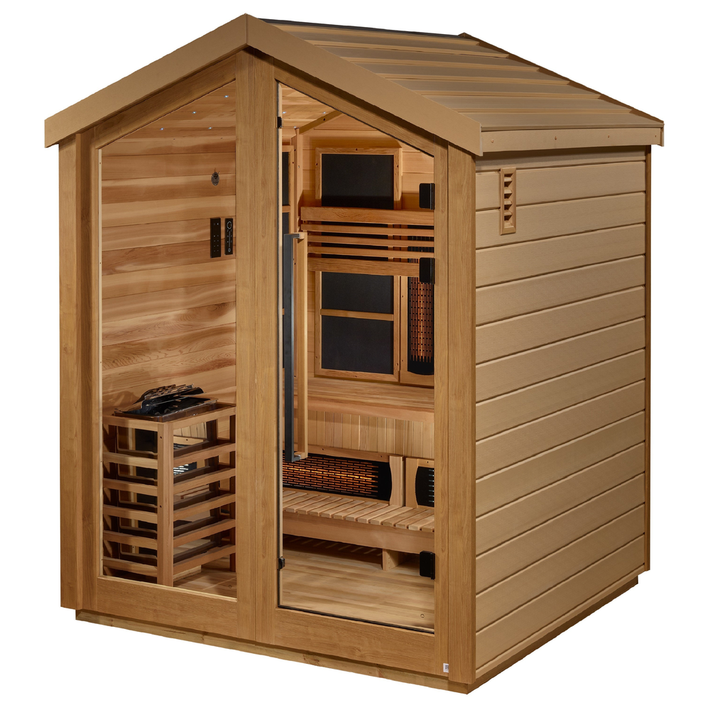 Golden Designs "Loviisa" 3 Person Barn Hybrid (PureTech™ Full Spectrum IR or Traditional Stove) Outdoor Sauna (GDI-8523-01) | MPB fit frame 1000x1000