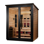Golden Designs "Loviisa" 3 Person, 2 Tone Barn Hybrid (PureTech™ Full Spectrum IR or Traditional Stove) Outdoor Sauna (GDI-8523-03) | MPB fit frame 1000x1000