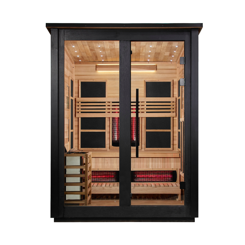 Golden Designs "Loviisa" 3 Person, Black Barn Hybrid (PureTech™ Full Spectrum IR or Traditional Stove) Outdoor Sauna (GDI-8523-04) | MPB fit frame 1000x1000