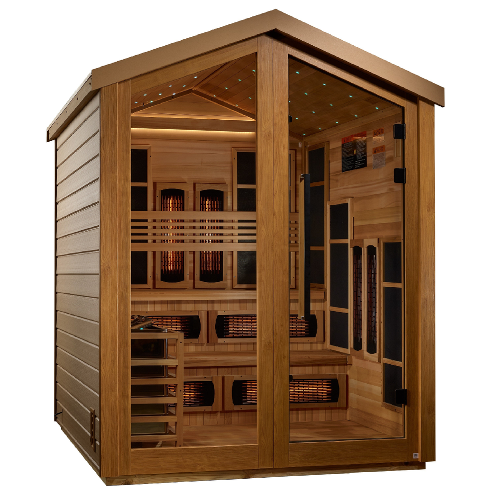Golden Designs "Kaskinen" 6 Person Barn Hybrid (PureTech™ Full Spectrum IR or Traditional Stove) Outdoor Sauna (GDI-8526-01) | MPB fit frame 1000x1000