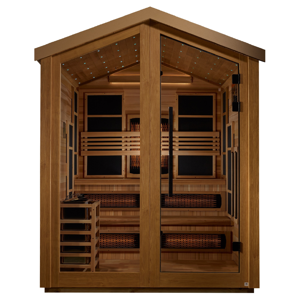 Golden Designs "Kaskinen" 6 Person Barn Hybrid (PureTech™ Full Spectrum IR or Traditional Stove) Outdoor Sauna (GDI-8526-01) | MPB fit frame 1000x1000