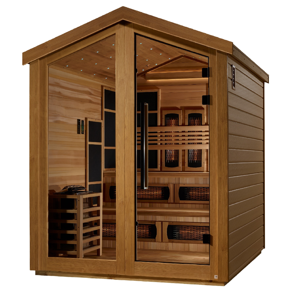Golden Designs "Kaskinen" 6 Person Barn Hybrid (PureTech™ Full Spectrum IR or Traditional Stove) Outdoor Sauna (GDI-8526-01) | MPB fit frame 1000x1000
