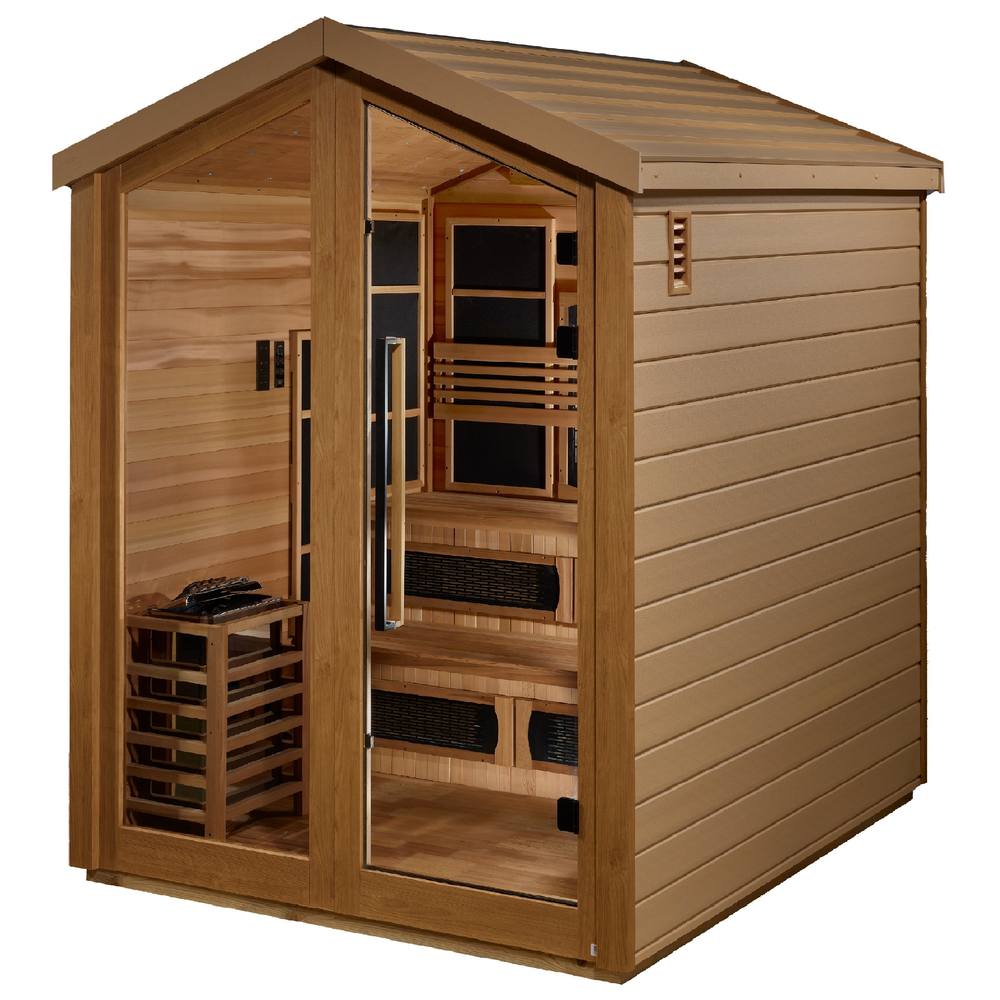 Golden Designs "Kaskinen" 6 Person Barn Hybrid (PureTech™ Full Spectrum IR or Traditional Stove) Outdoor Sauna (GDI-8526-01) | MPB fit frame 1000x1000