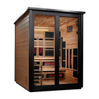 Golden Designs "Kaskinen" 6 Person, 2 Tone Barn Hybrid (PureTech™ Full Spectrum IR or Traditional Stove) Outdoor Sauna (GDI-8526-03) | MPB fit frame 1000x1000