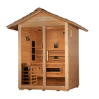 Golden Designs "Carinthia" 3 Person Hybrid (PureTech™ Full Spectrum IR or Traditional Stove) Outdoor Sauna (GDI-8123-01) | MPB fit frame 1000x1000