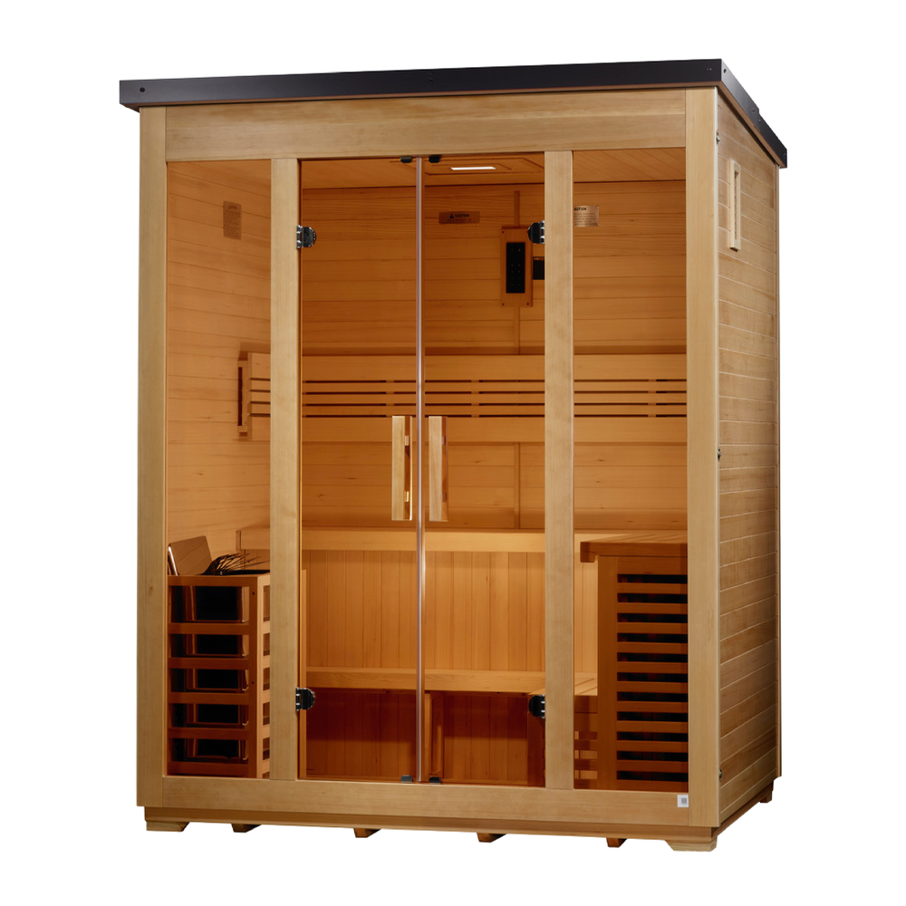 Golden Designs "Vorarlberg" 5 Person Traditional Flat Roof Outdoor Sauna (GDI-8005-01) | MPB fit frame 1000x1000
