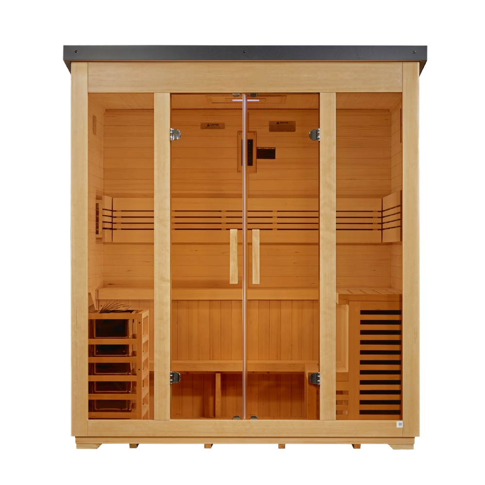 Golden Designs "Vorarlberg" 5 Person Traditional Flat Roof Outdoor Sauna (GDI-8005-01) | MPB fit frame 1000x1000