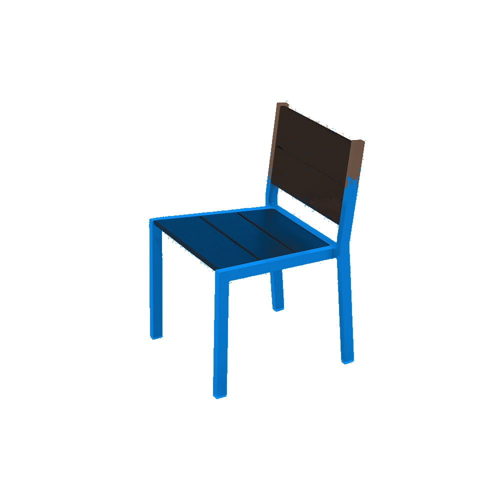 2308 Urban Dining Chair — Seat S45 Brown — Frame S7 Sky Blue — digitally rendered color preview