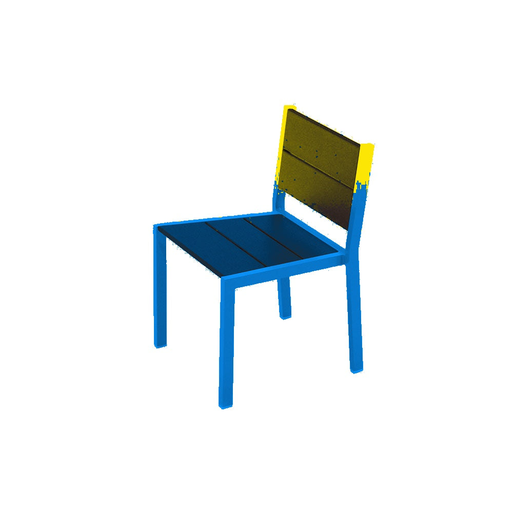 2308 Urban Dining Chair — Seat S1 Yellow — Frame S7 Sky Blue — digitally rendered color preview