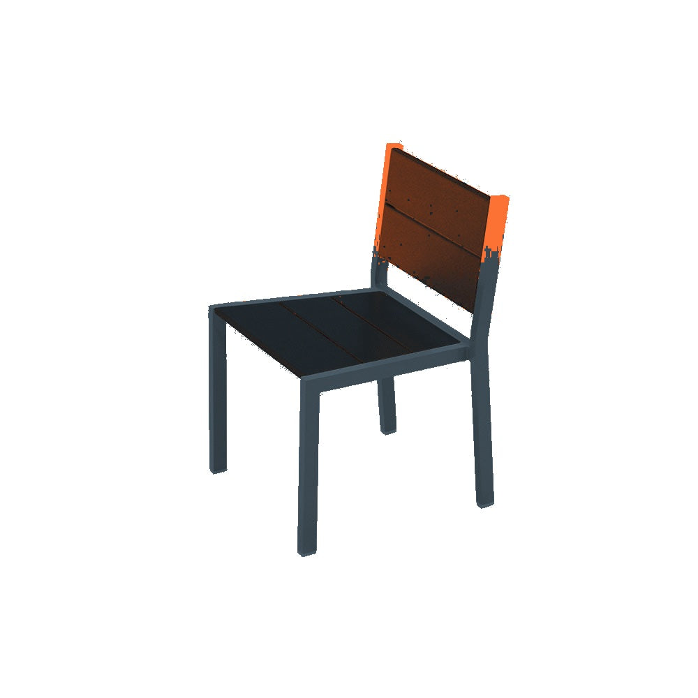 2308 Urban Dining Chair — Seat S3 Orange — Frame 126 Charcoal — digitally rendered color preview