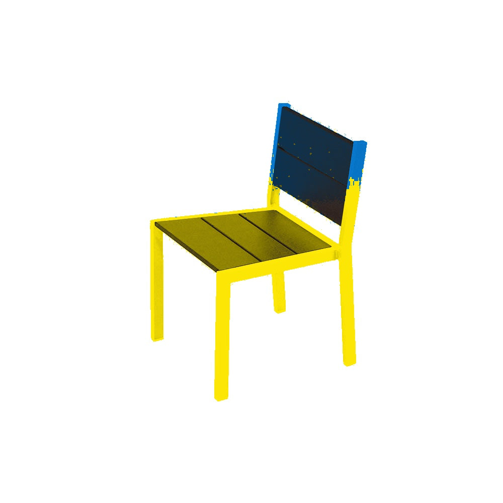 2308 Urban Dining Chair — Seat S7 Sky Blue — Frame S1 Yellow — digitally rendered color preview