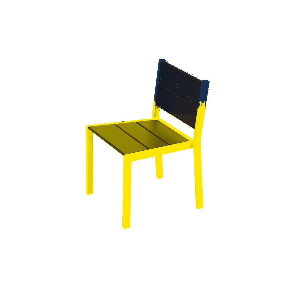 2308 Urban Dining Chair — Seat S48 Cobalt Blue — Frame S1 Yellow — digitally rendered color preview