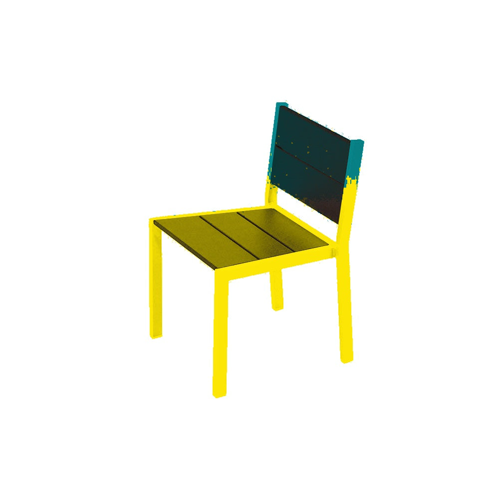 2308 Urban Dining Chair — Seat S8 Teal — Frame S1 Yellow — digitally rendered color preview