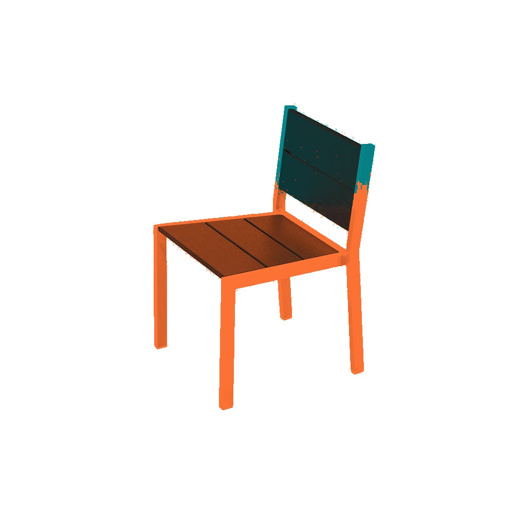 2308 Urban Dining Chair — Seat S8 Teal — Frame S3 Orange — digitally rendered color preview