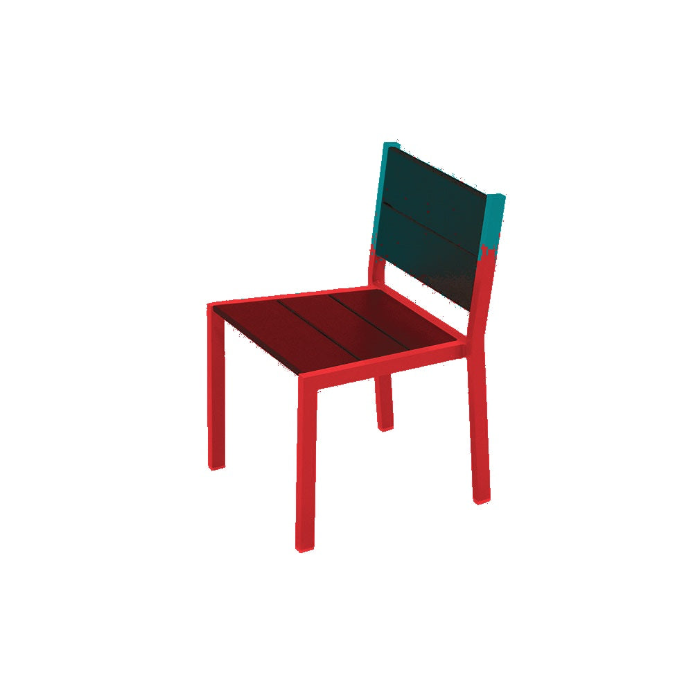 2308 Urban Dining Chair — Seat S8 Teal — Frame 2 Red — digitally rendered color preview