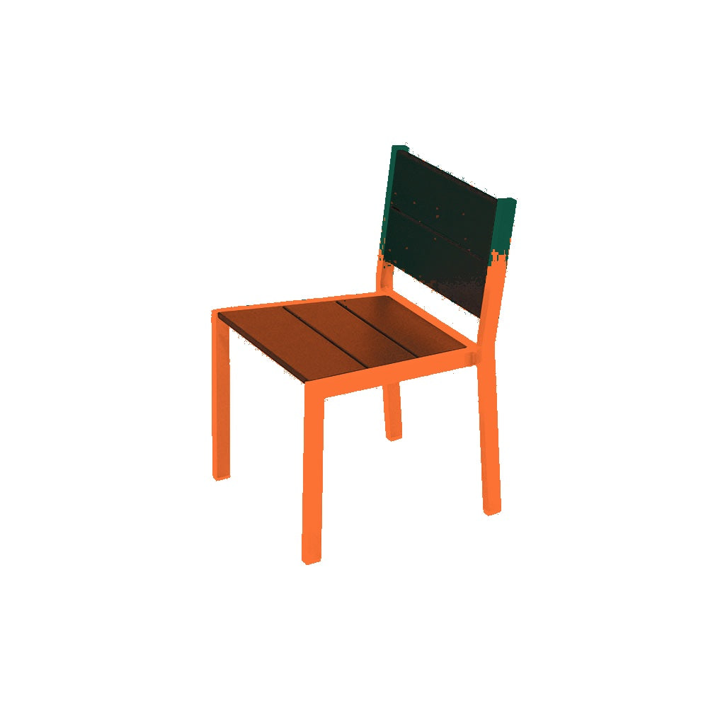 2308 Urban Dining Chair — Seat S29 Green — Frame S3 Orange — digitally rendered color preview