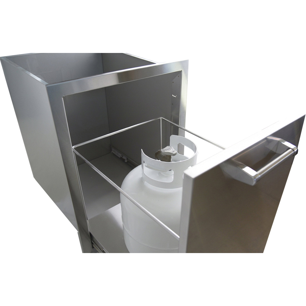 Outdoor Kitchen Stainless Steel Dual Trash/Propane Pull-Out | MPB fit frame 1000x1000