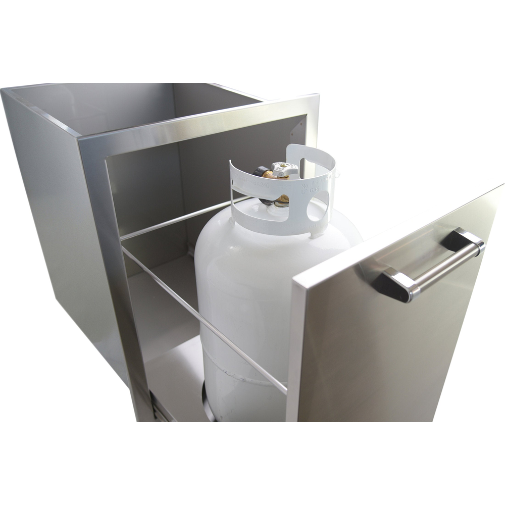 Outdoor Kitchen Stainless Steel Dual Trash/Propane Pull-Out | MPB fit frame 1000x1000