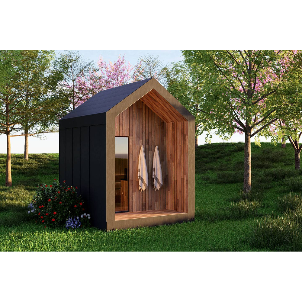 Sweaty Yeti Sauna 4-6 Person Outdoor Traditional Sauna Cabin - official Sweaty Yeti media - Sauna-Base-EXT-1D.jpg | MPB fit frame 1000x1000