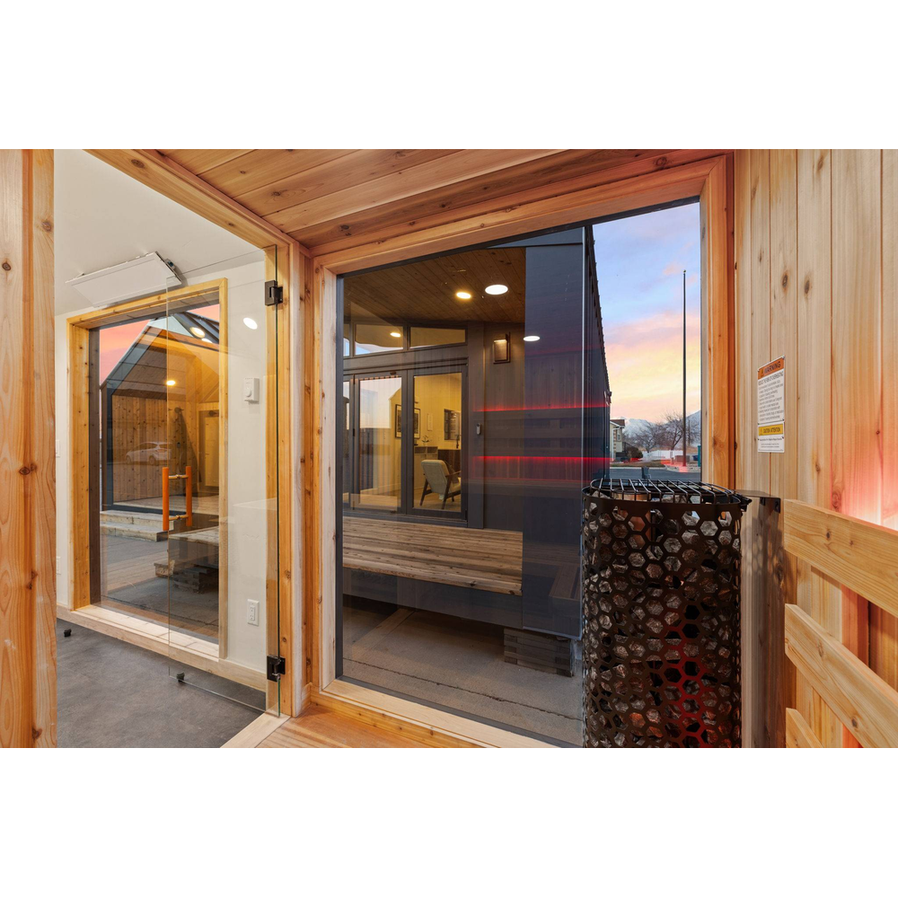 Sweaty Yeti Sauna Fit 4-6 Person Outdoor Sauna & Fitness Cabin 8 x 17 ft - official Sweaty Yeti media - 12-web-or-mls-7J4A1509.jpg | MPB fit frame 1000x1000