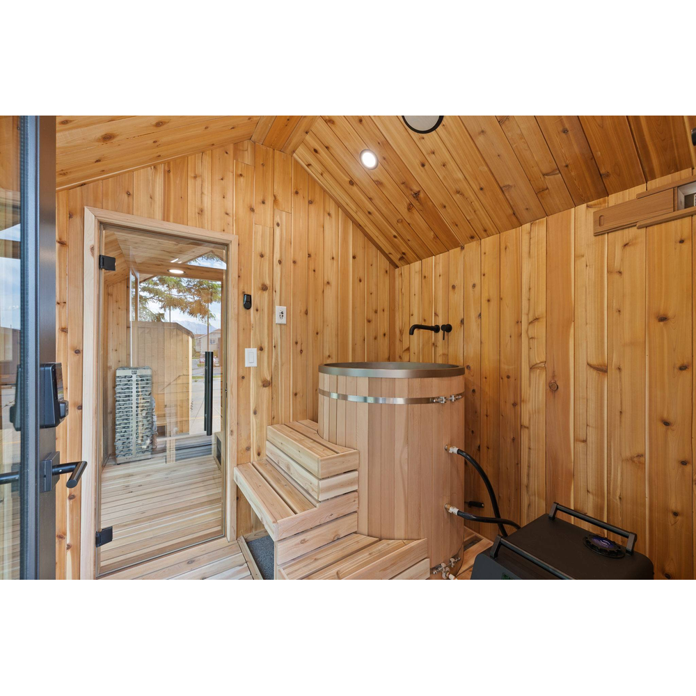 Sweaty Yeti Sauna Plus 6-8 Person Outdoor Sauna & Barrel Cold Plunge Cabin 8 x 17 ft - official Sweaty Yeti media - 6-web-or-mls-7J4A8139.jpg | MPB fit frame 1000x1000