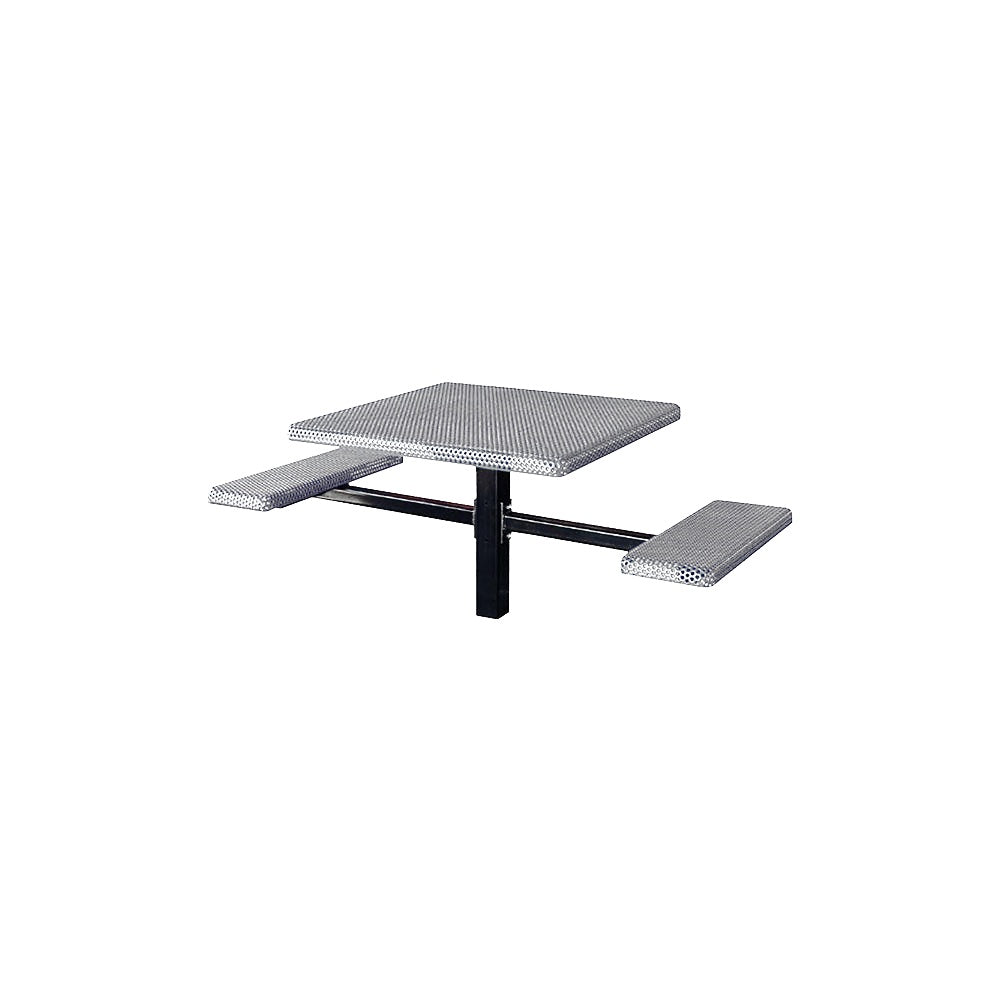 MF1062 Square 2-Bench Inground Mount ADA Compliant Table — Metal Powder Coat — 9 White — digitally rendered color preview