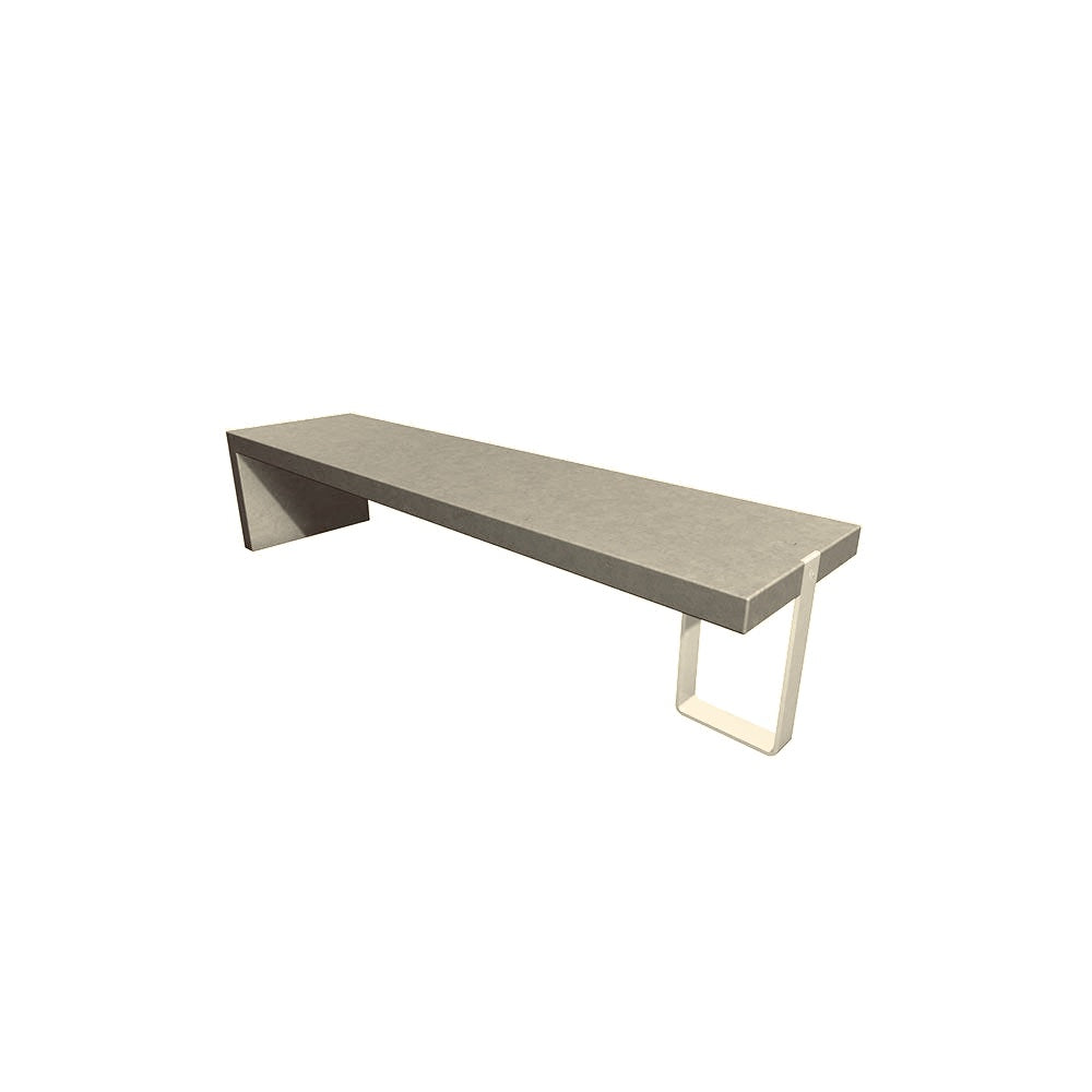 WS306 Floating Concrete Bench with Stainless Prop — Acid Wash — A20 White — digitally rendered color preview