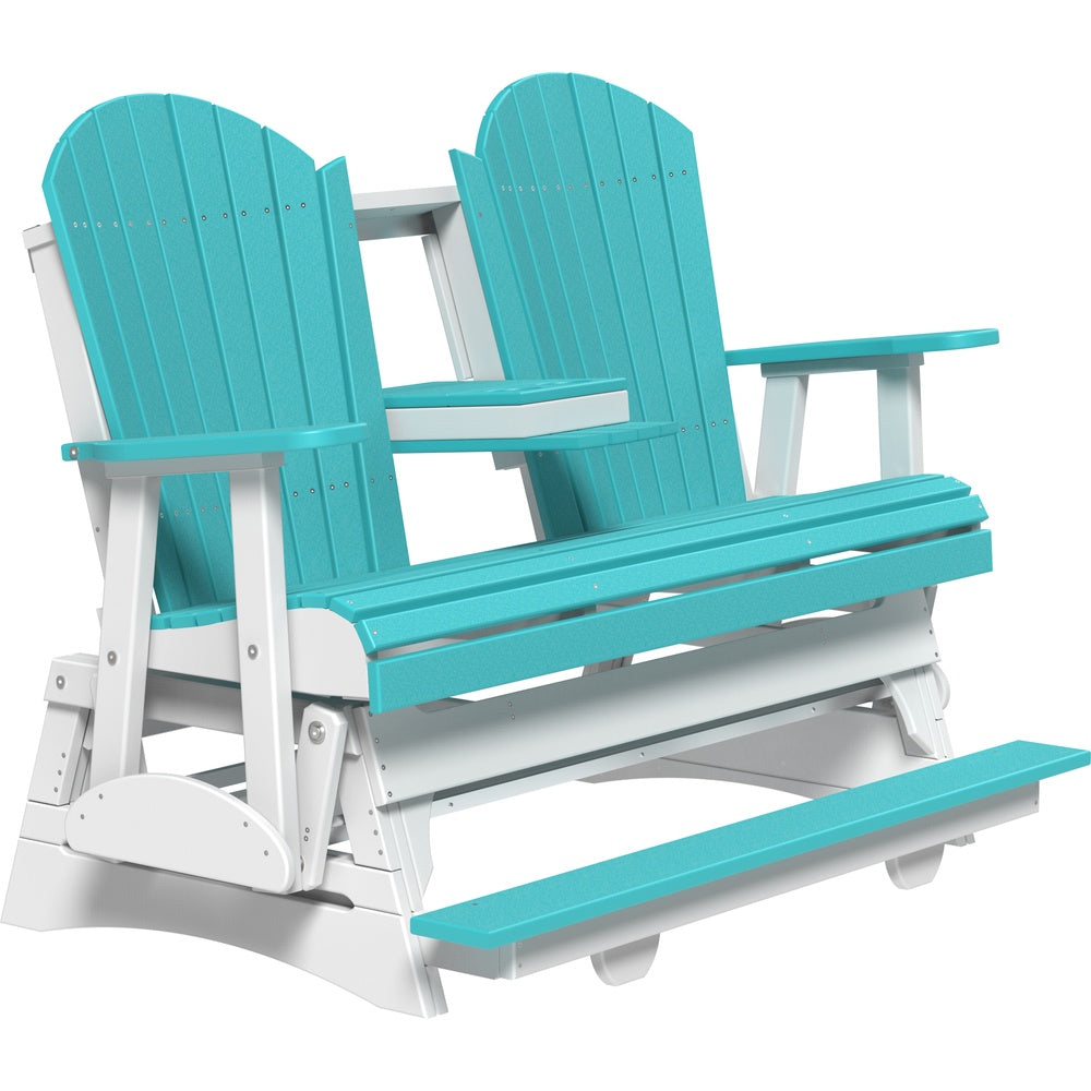 LuxCraft 5' Adirondack Balcony Glider (5APBAG) - 5APBAGABW 5' Adirondack Poly Balcony Glider (Aruba Blue & White)