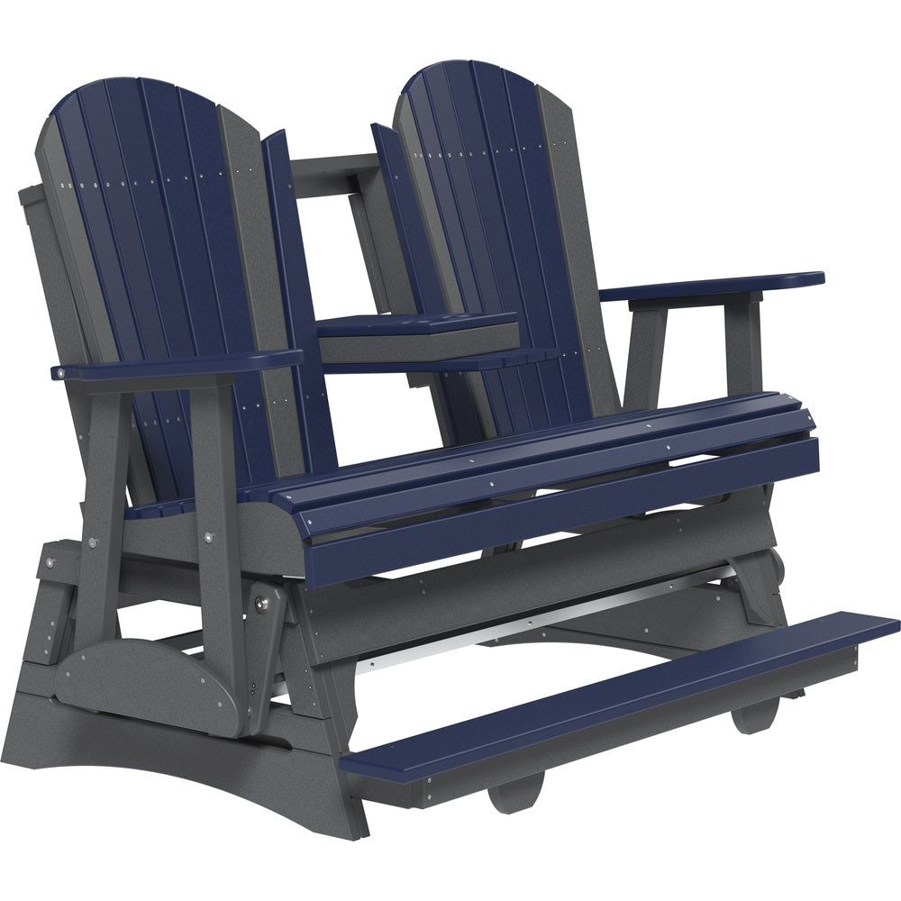 LuxCraft 5' Adirondack Balcony Glider (5APBAG) - 5APBAGPBS 5' Adirondack Poly Balcony Glider (Patriot Blue & Slate)
