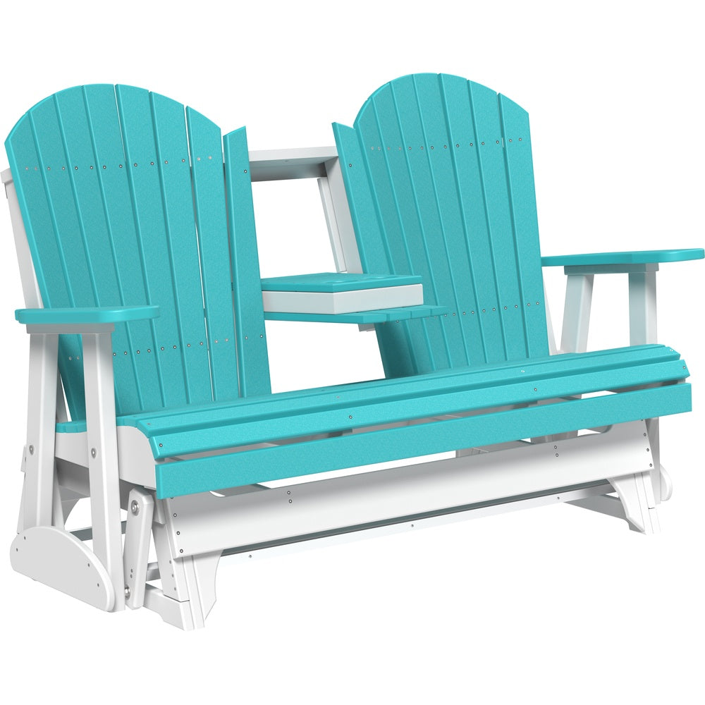 LuxCraft 5' Adirondack Glider (5APG) - 5APGABW 5' Adirondack Poly Glider (Aruba Blue & White)