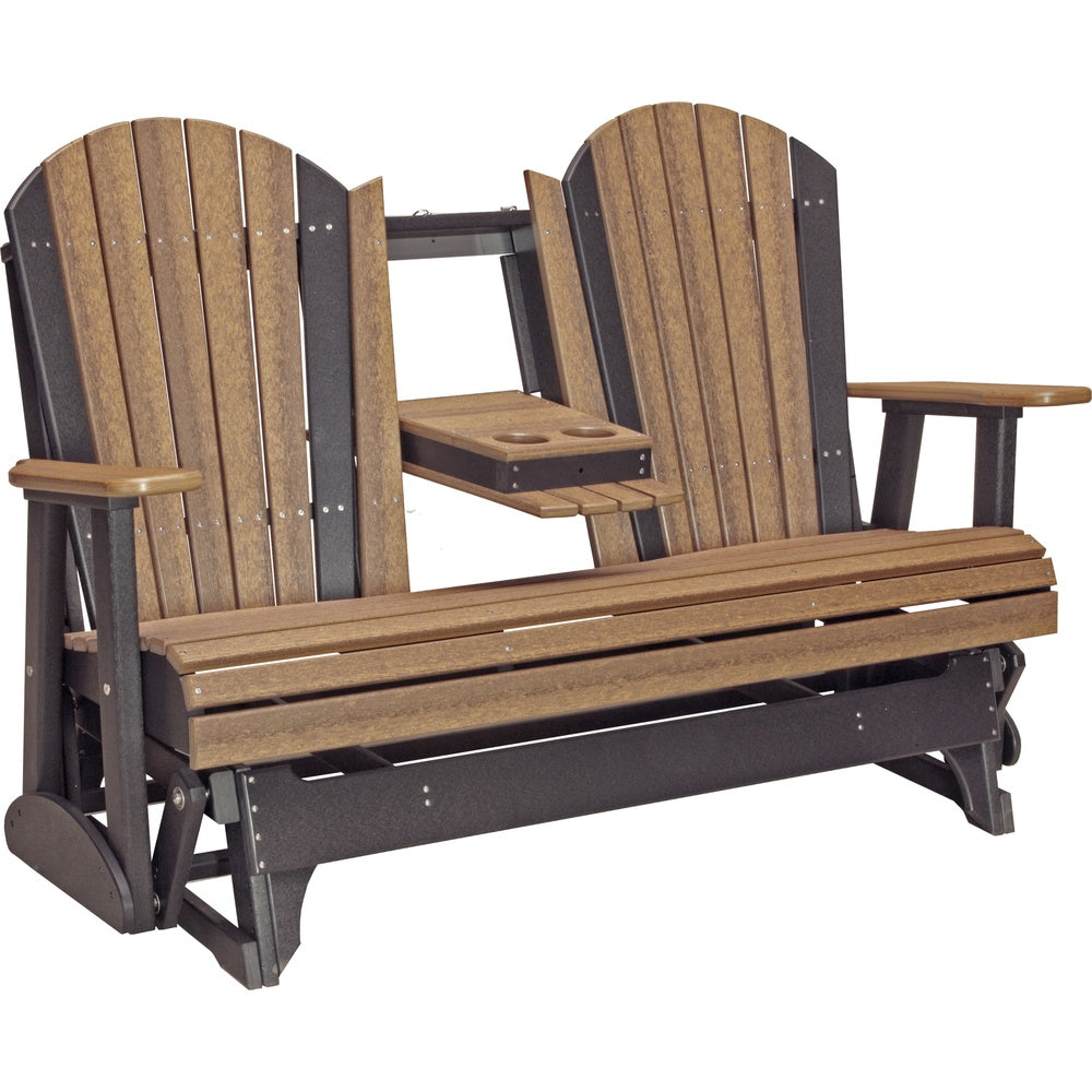 LuxCraft 5' Adirondack Glider (5APG) - 5APGAMB 5' Adirondack Poly Glider (Antique Mahogany & Black)
