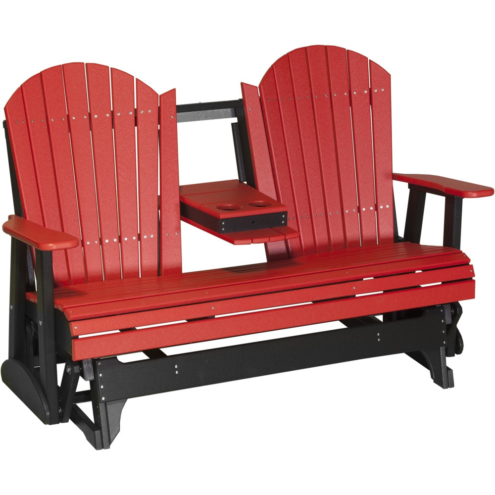 LuxCraft 5' Adirondack Glider (5APG) - 5APGRB 5' Adirondack Poly Glider (Red & Black)