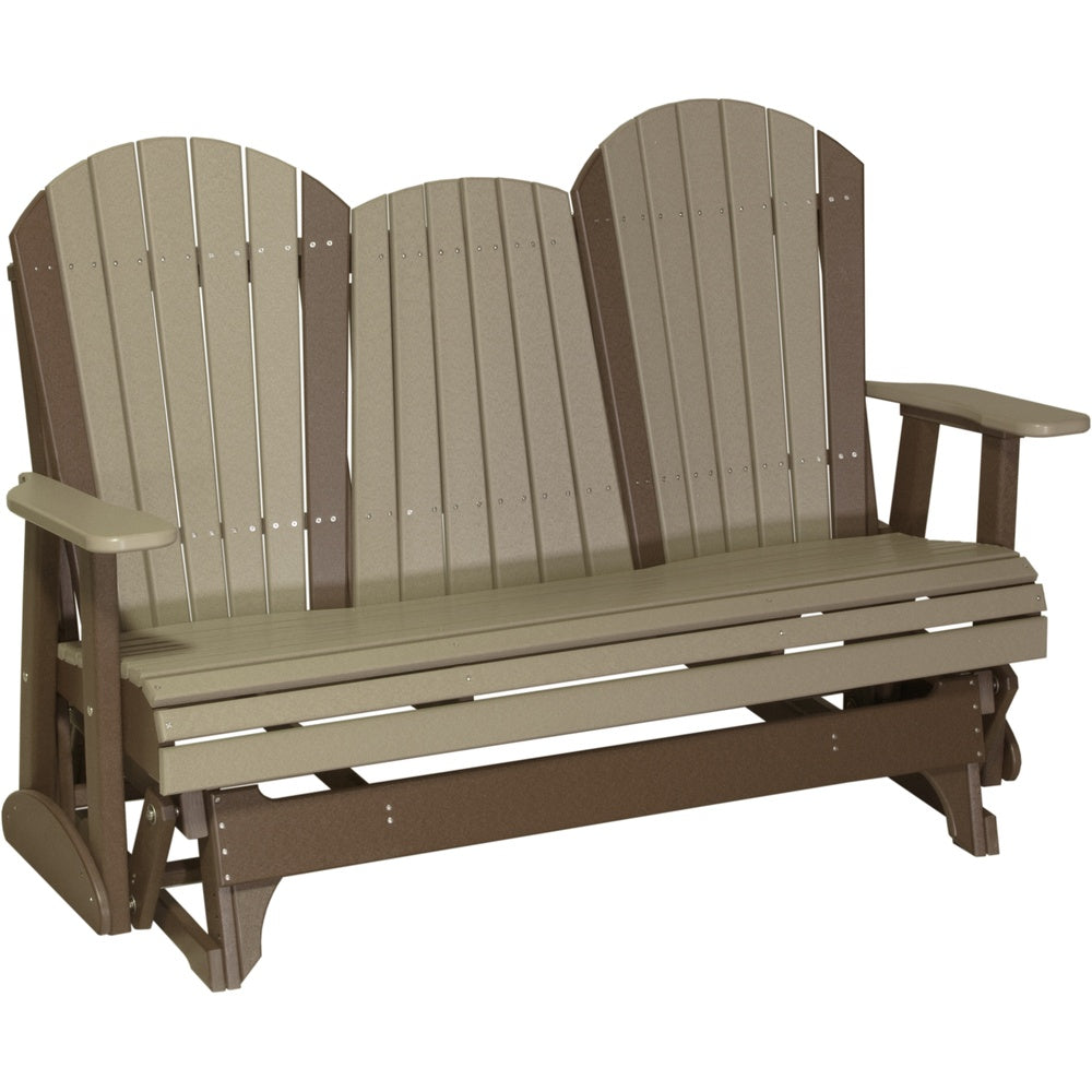 LuxCraft 5' Adirondack Glider (5APG) - 5APGWWCBR 5' Adirondack Poly Glider (Weatherwood & Chestnut Brown) 2